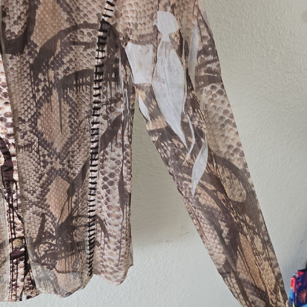 SPY Sheer Blouse with Brown and Cream Pattern - Snake Skin - Picture 6 of 7